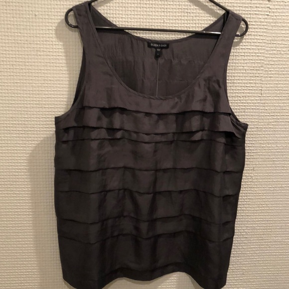 Gray Silk Habutai Eileen Fisher Layered Tank - Picture 1 of 8